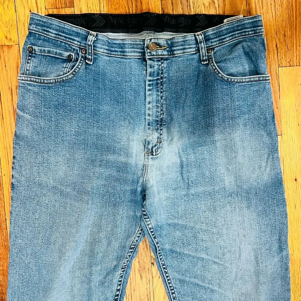 Wrangler Mens Regular Fit Jeans Size 38x32 Blue Stretch Denim Pants